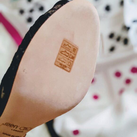 NWT, Jimmy Choo Sacora 85 Black Suede and Lace Peep Toe Ankle Strap Sandals - Picture 10 of 13